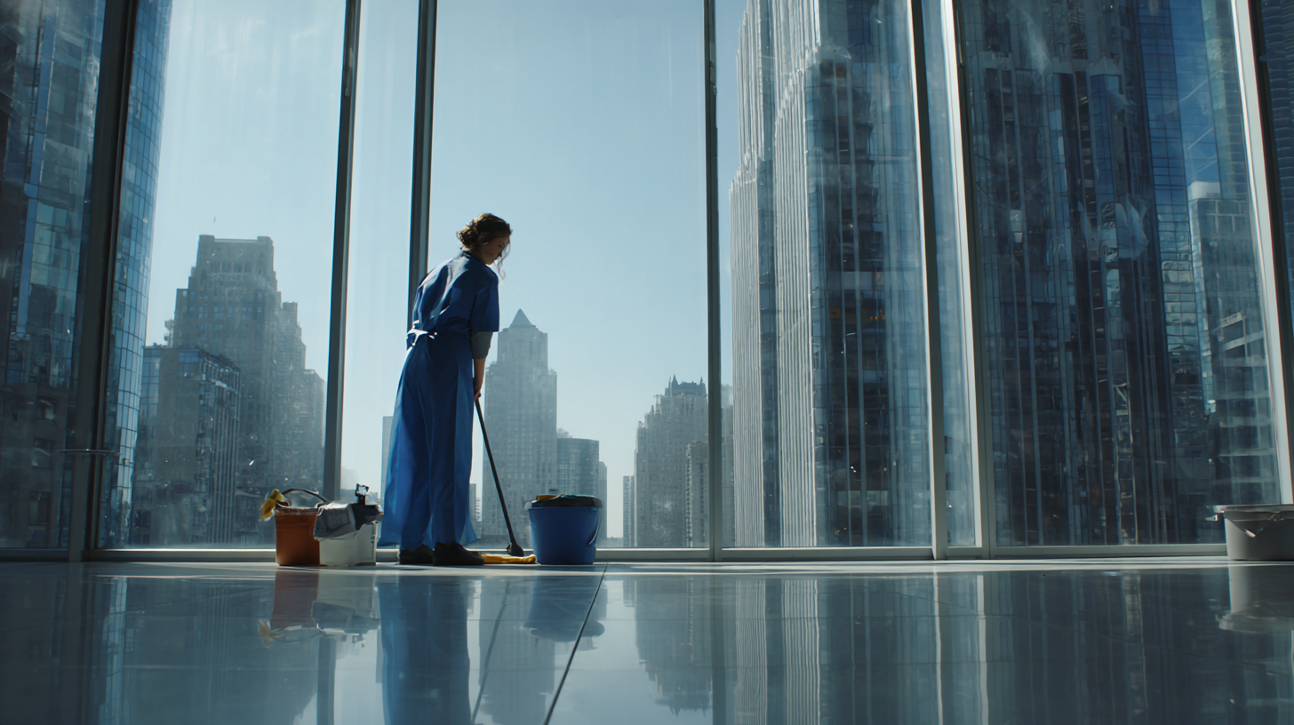 AERIS team member maintaining a stadium — professional commercial cleaning